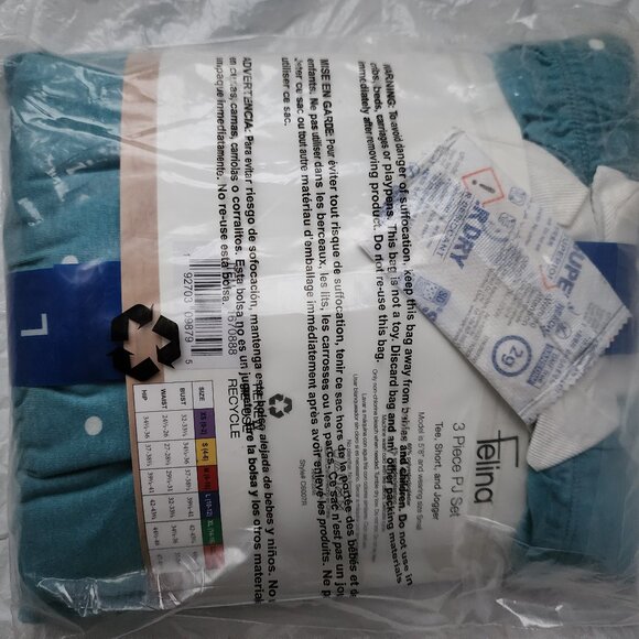 Blue Felina 3-piece Loungewear Set in Tee, Short, Jogger New size Large Women. - Picture 2 of 4